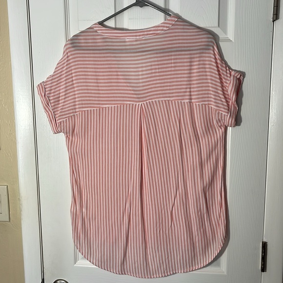 Beach Lunch Lounge rayon pink white striped sleeveless vneck pullover pocket Med - Picture 9 of 12
